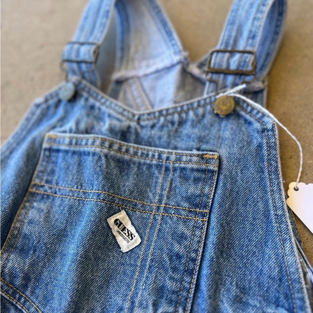 Girls Size 8 Guess Classic Blue Denim Overalls 80s Vintage - Picture 4 of 6